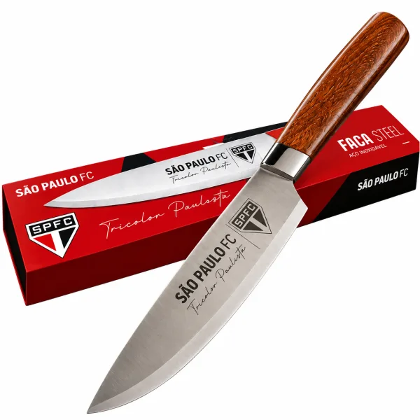Faca De Churrasco Cozinha Corte Carne Times De Futebol Inox