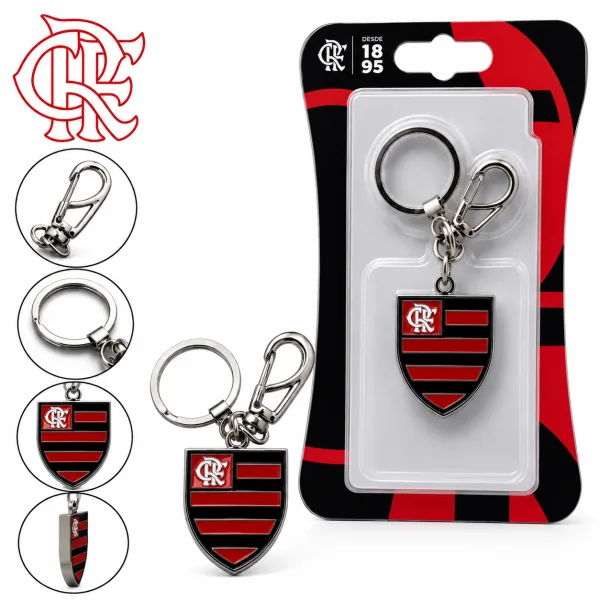 Chaveiro Flamengo Oficial Times Escudo Rubro Negro